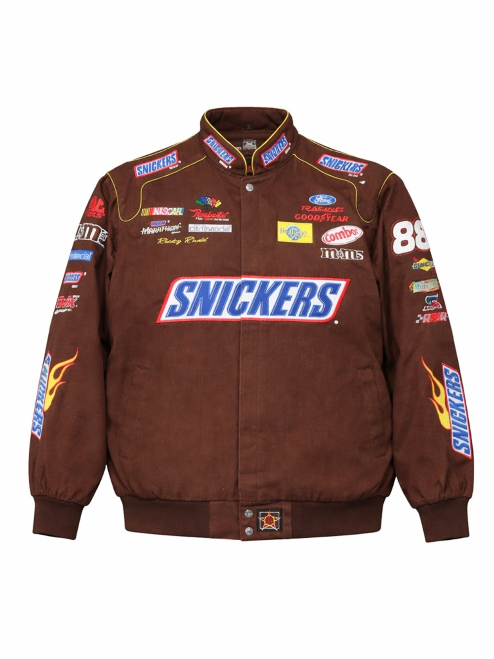 Vintage Snickers NASCAR Ricky Rudd #88 Racing Jacket XL Rare Brown